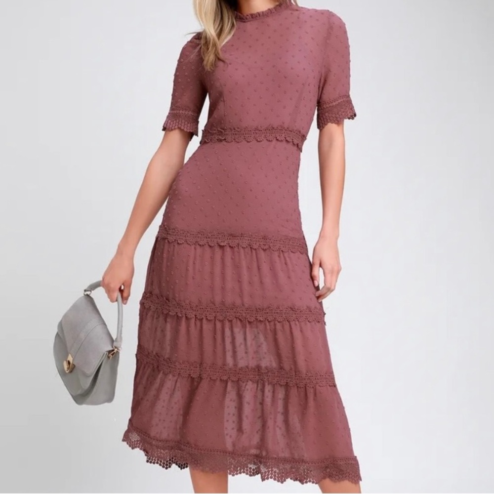 Lulu’s Mauve Purple Midi Dress sz L